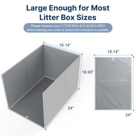 24"L×16.92"W×16.14"H Cat Litter Box Enclosure Splash Guard with Removable Mat, High Sided Large Litter Box Enclosure for Litter Pan, Water Resistant & Easy Clean Cat Box Enclosure with Anti-Leakage