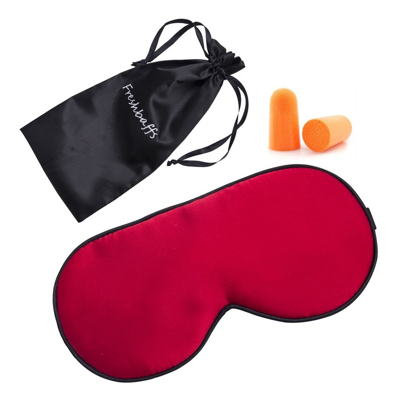 Freshbaffs 100% Silk Sleep Mask Free Ear Plugs Included (Black)