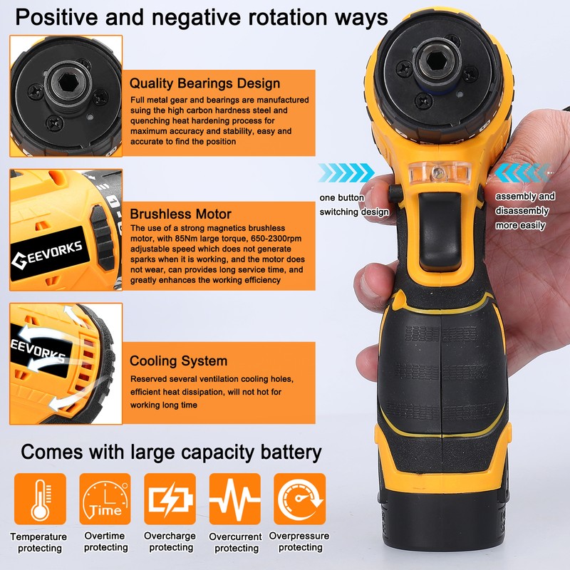 16.8V Lithium Screwdriver 55Nm Torque Multifunctional Repairing Tool Kit Electric