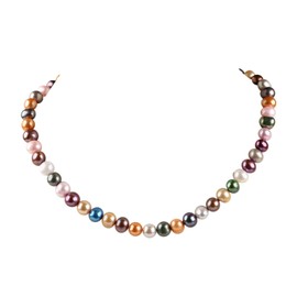 Treasure Bay Multi-Colour 8-9mm Freshwater Pearl Necklace Length 45cm Plus 5cm Chain Extender