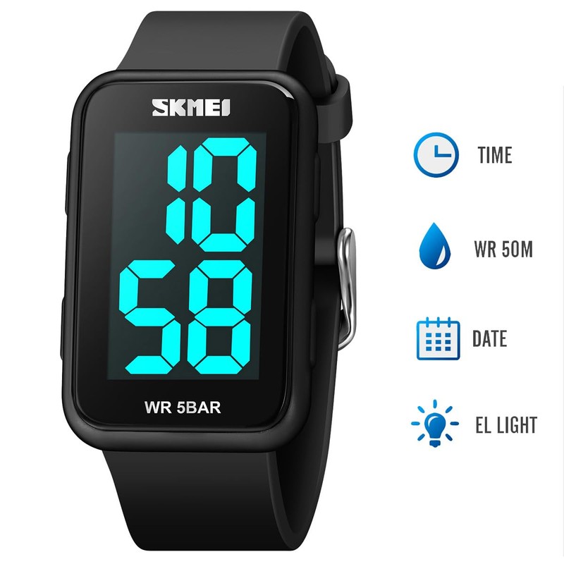 Extra Large Numbers Black Watch for Men, Waterproof Mens Digital