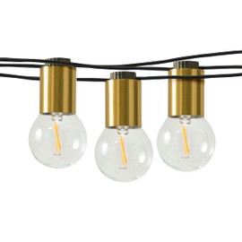 Brightech Glow LED String Lights - 26 Ft Commercial Grade Patio Lights with Brass Accents - Outdoor Waterproof Globe String Light for Backyard, Garden