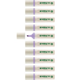 edding 24 EcoLine Highlighters, Pastel Purple, 10 Highlighters, Chiseling Tip 2-5 mm, for Quick and Easy Marking and Highlighting of Texts and Notes, Refillable, Made of Recyclable Material