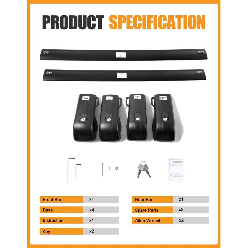 KINGGERI 330lbs All Aluminum Roof Rack Cross Bars Compatible with