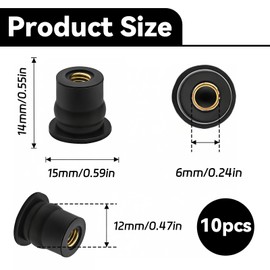 10 x Motorcycle Mounting Windshield M6, Motorcycle Windscreen Screws Rubber Nut M6, Mounting Kit for Windshield Rubber Nuts, Compatible with Most Car Models (Straight Convexity)