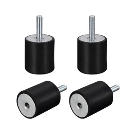 sourcing map Rubber Mounts 4pcs M6 Male/Female Vibration Isolator Shock Absorber, for Garage Motor Air Compressor Car Boat Bobbins, D20mmxH25mm