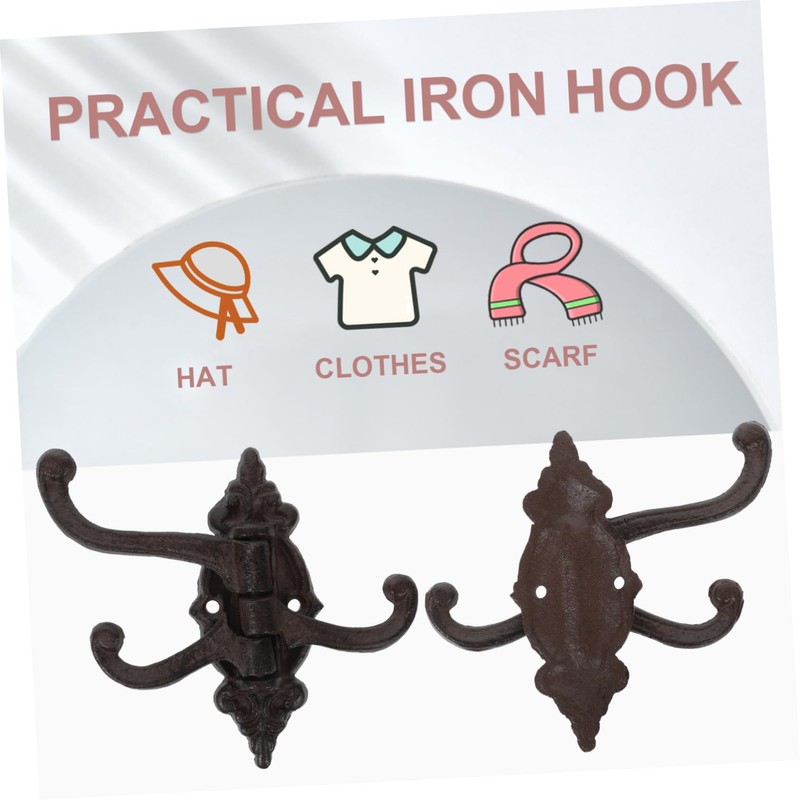 NOLITOY 2pcs Antique Iron Wall Mounted Hooks Swivel Arms Design