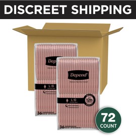 Depend Night Defense Adult Diapers, Incontinence & Postpartum Bladder Leak Underwear for Women, Disposable, Overnight, Large, Blush, 72 Count, Packaging May Vary