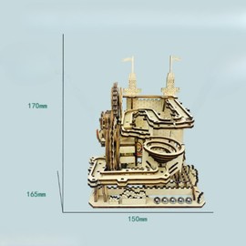 Wooden Track Marble Toy 3D Wooden Puzzle Self Assembly Marble Run Building Kits Educational Building Blocks for Teens Adults
