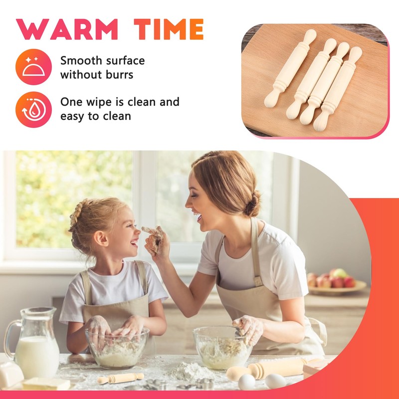 10 Pcs Mini Rolling Pin, Small Size Rolling Pins Wooden