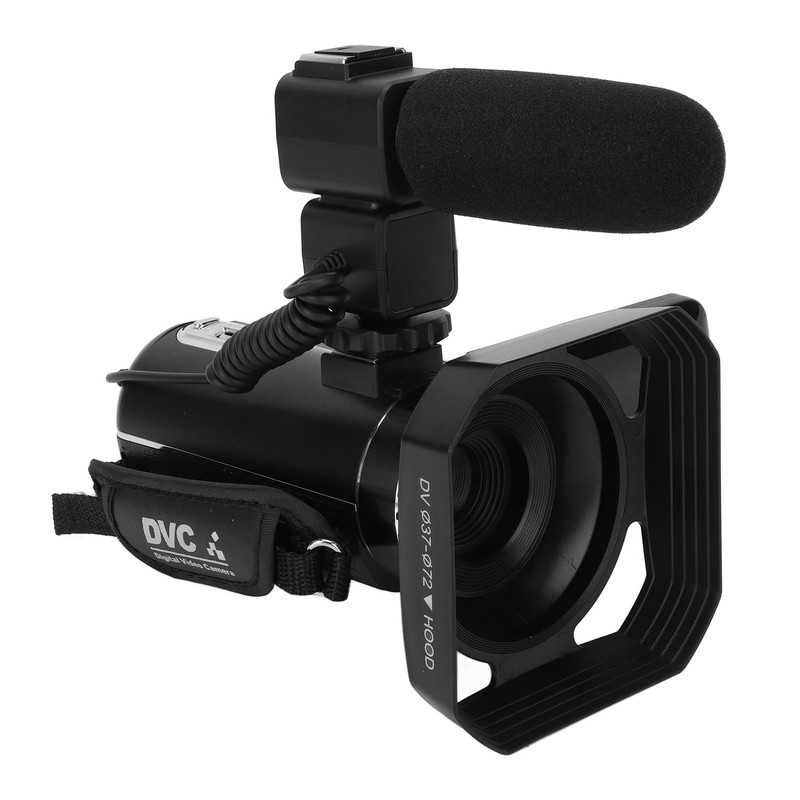 4K Video Camera with Remote Control Microphone Lens Hood 18X