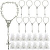 Baptism Favors (24PCS) Mini Rosaries simulated pearl Beads with Sivler