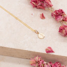 Carissima Gold Women's 9ct Yellow Gold Diamond Cut and Satin Round St Christopher Pendant 7.9mm x 15.5mm on 9ct Yellow Gold Diamond Cut Curb Chain Necklace - 0.4mm - Length 46cm/18'