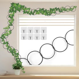 24 Pcs Chain Trellis for Climbing Plants, 120 Inch Long Metal Plant Trellis Indoor Outdoor, Garden Wall Vine Support Trellis, Plant Accessories for Ivy, Peonies, Circle Design Black