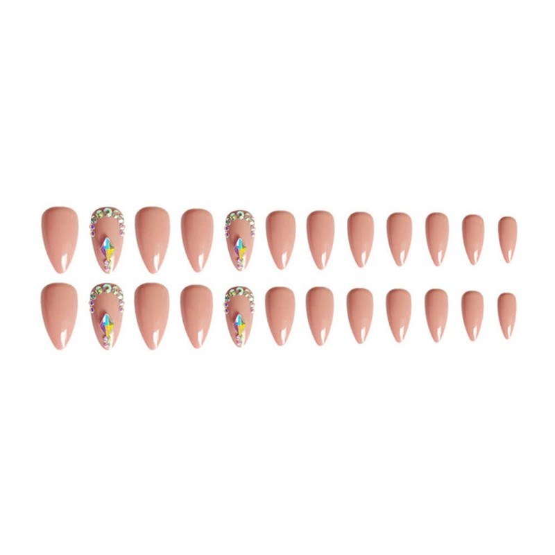 24 Pcs Almond Shape Nail Tips Water Drop Nail False
