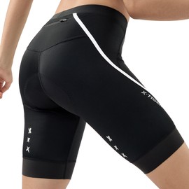 X-TIGER Women's Cycling Shorts Padded Cycling Shorts Women's Cycling Shorts Quick-Drying Elastic Breathable, black