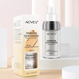 Aliver Liquid Foundation Magic Color Changing Foundation Soft Matte Long Lasting Moisturizing Base,  Flawless Complexion  for Men and Women:_White_2counts