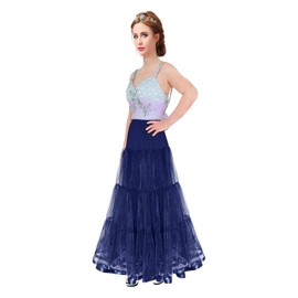Shimaly® Women's Floor Length Wedding Petticoat Long Underskirt for Formal Dress (S-L, Navy Blue)