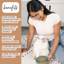 Should We Go? - The Slowdown Bowl - Silicone Slow Feeder for Cats & Kittens, Slow Eating, Modern Lick Mat Design, Reduces Gulping, Dishwasher Proof, for All Breeds, Mealtime Challenge, Small-Tan