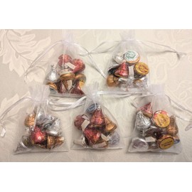 Crweety 50 Pcs White Organza Bags 6x9 Inches, Large Mesh Gift Bags Drawstring, Jewelry Treat Mesh Bag Drawstring for Wedding Party Favor Bridal Showers Christmas