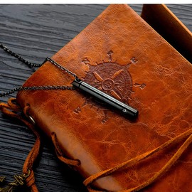 Norya Urn Necklace Bar Pendant Memorial Jewelry - Ashes Keepsake Exquisite Cremation Jewelry(Black), Stainless Steel