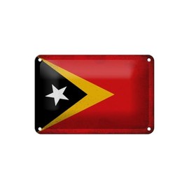 Blechschild 18 x 12 cm Wappen Flagge Osttimors Flag of East Timor - DekoNo7