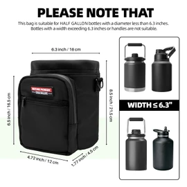 NATURE PIONEOR Water Bottle Holder with Adjustable Strap - Half/One Gallon (64/128oz) Insulated Water Bottle Sling Carrier with Phone Pocket & Paracord Handle, Outdoor Camping, Hiking, Gym
