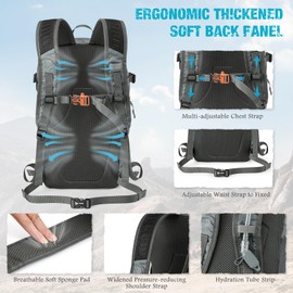 G4Free Hiking Backpack with Thickened Back Panel Packable 25L Lightweight Foldable Travel Daypack for Men Women(Grey)