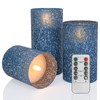 HJANDHJ Blue Flameless Candles with Remote and Timer, Real Wax