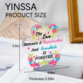 YINSSA Mothers Day Grandma Gifts Best Grandma Birthday Gifts From Grandson Granddaughter Acrylic Flower Plaque Decor Grandmas Birthday Grandmothers Day Christmas Gift Ideas