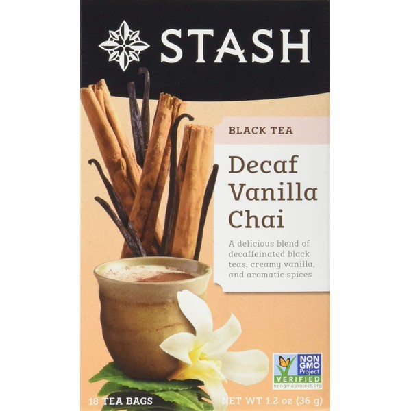 Stash Tea Decaf Vanilla Chai Tea, 6 Boxes With 18 Tea Bags Each (108 Tea Bags Total)
