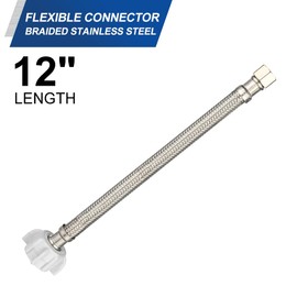 2-Pack EFIELD 12-inch Toilet Water Supply Connector Line Braided Stainless Steel Hose, 3/8" Compress x 7/8" Female Ballcock Thread,(HOSE049)