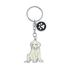 Blue Dream Island Realistic Dog Keychain,Cute Dog Patter Key-Ring Metal Dog ID Tag Pendant Dog Lovers Keyfob Charm Bag Pendant Gift_Golden Retriever