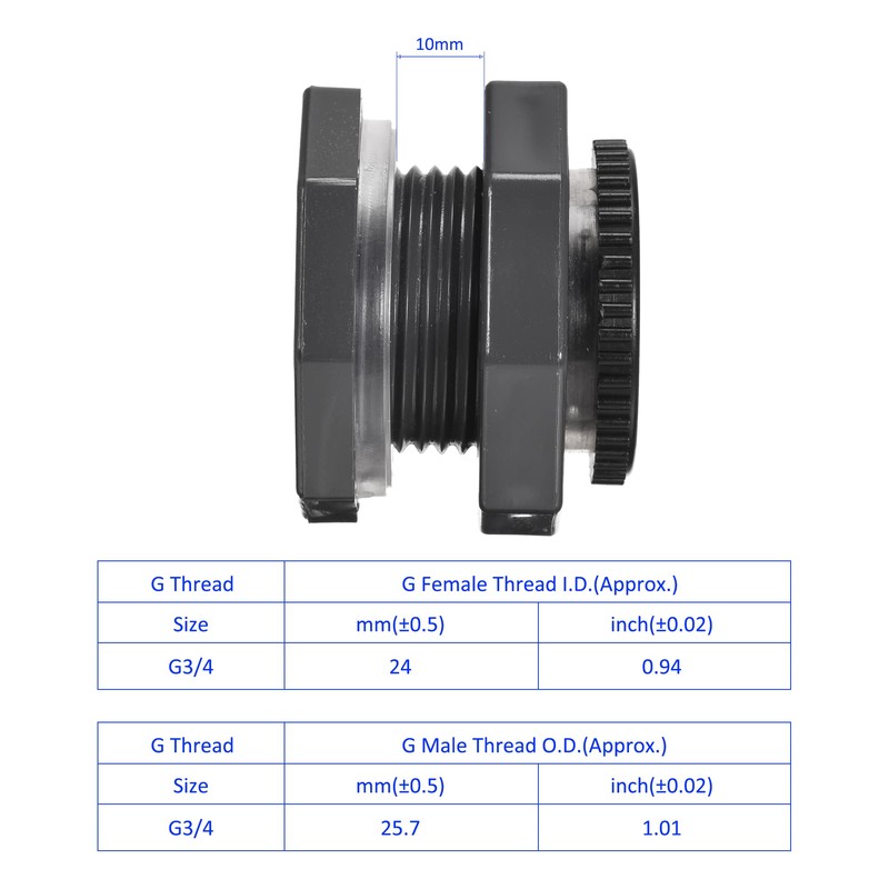 M METERXITY 1 Set PVC Bulkhead Fitting Thread Bulkhead Water