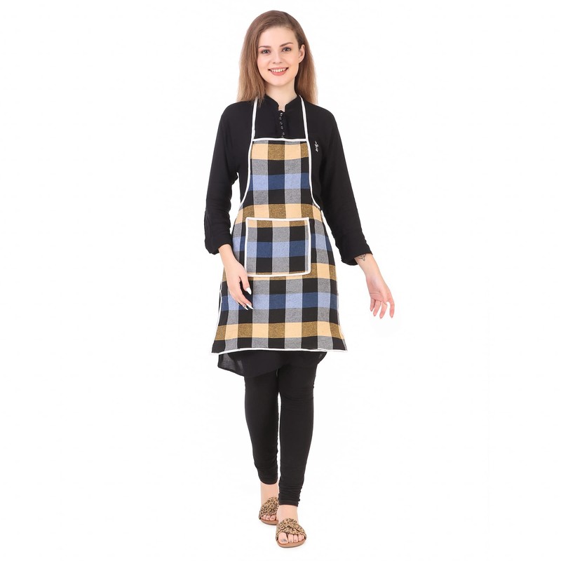 GLUN Waterproof Cotton Kitchen Apron with Front Pocket (Multicolour) Set