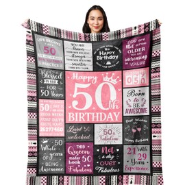 50th Birthday Gifts for Women Blanket 150x130CM, 50th Birthday Decorations Women, 50th Birthday Gift Ideas, Happy 50th Birthday Gifts for 50 Year Old Woman, 1974 Birthday Gifts for Women Throw