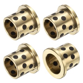 sourcing map 4pcs Flange Sleeve Bearings 16mm Bore x 20mm OD x 20mm Height, Wrapped Oilless Flange Bushings Brass Graphite, Oilless Lubricating Cast Brass Bushing