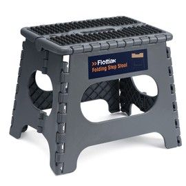 Flottian 11" Folding Step Stool for Adults and Kids Holds Up to 300 lbs,Non-Slip Folding Stools with Portable Handle, Compact Plastic Foldable Step Stool for Bathroom,Bedroom, Kitchen Gray
