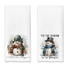KGHYT Christmas Snowman l Love Snow Days Tis The Season to Be Freezin Kitchen Towels,16x24 Inches Set of 2,Tea Towels Dish Towels Hand Towels for Home Kitchen Farmhouse Bathroom Decor.(023)