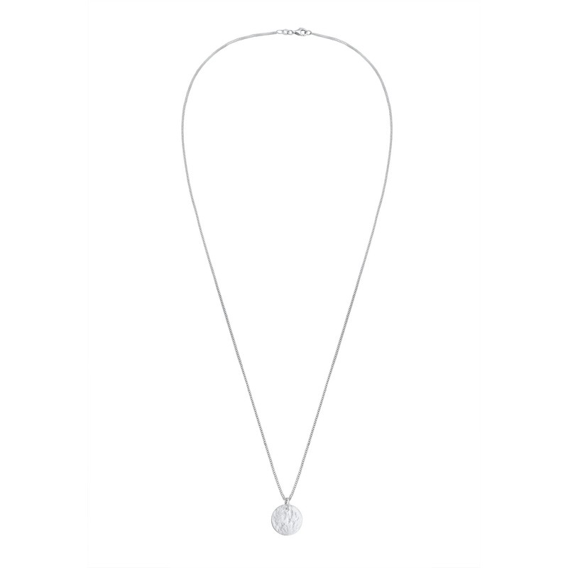 Elli Women's Necklace Plate Pendant Hammered in 925 Sterling Silver,