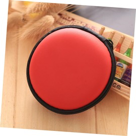 LABRIMP Portable Coin Purse with Zipper Closure Red Earbuds Bag Organizer for Headphones Lightweight Pouch for Easy Carrying and Protection of Cables and Coins