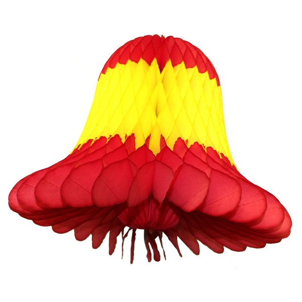 Devra Party 3-Pack 9 Inch Honeycomb Tissue Paper Bell (Red/Yellow/Red)
