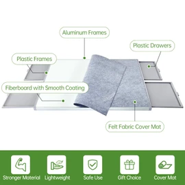 1500 Piece Non-Wood Jigsaw Puzzle Board with Drawers and Felt Fabric Cover Mat, Portable Puzzle Table for Adults, Puzzle Tray, Large Size: 35×26 Inch Work Surface, Lightweight Design, Gray