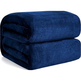 APEX FURNISHINGS Navy Single throw Super Soft Lightweight Flannel fleece Fluffy Blanket, throw for Bed Sofa & Couch (130X150cm)