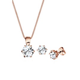 Elli Ladies Crystal Jewellery Set 45cm Long, Sterling Silver, Crystal