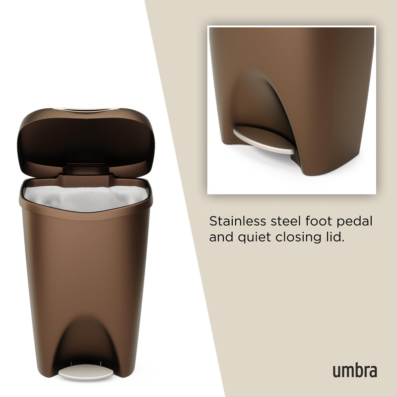 Umbra 084200-125 , Bronze Brim Large Kitchen Trash Stainless Steel