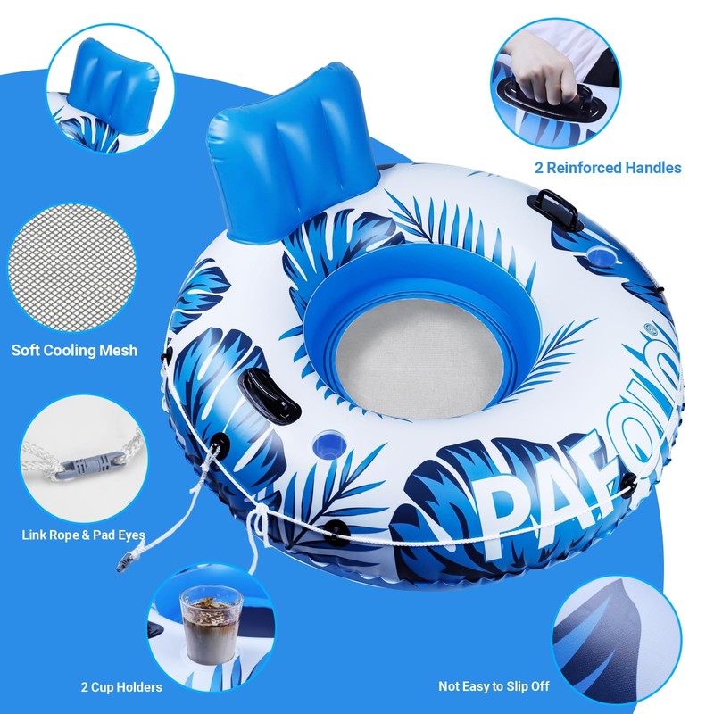 PAFOLO Pool Float, 56" Inflatable River Tube, Heavy Duty River