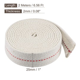 MECCANIXITY Oil Lamp Wick 1 Inch Flat Wide 6.5 Foot Cotton Lanterns Wick with Red Stitch for Kerosene Burner Lighting