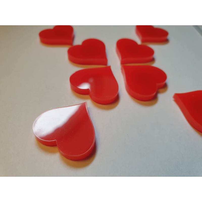8 Pcs Small Red Acrylic Love Heart Fridge Magnets |
