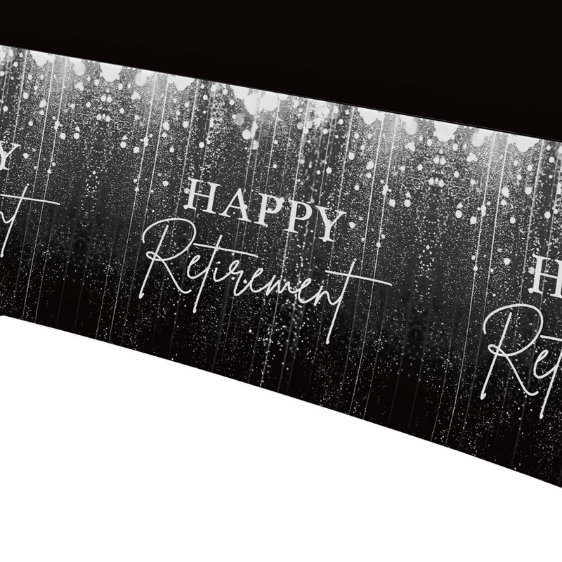 FVABO Retirement Party Decorations Tablecloth, 3Pcs Disposable Silver and Black